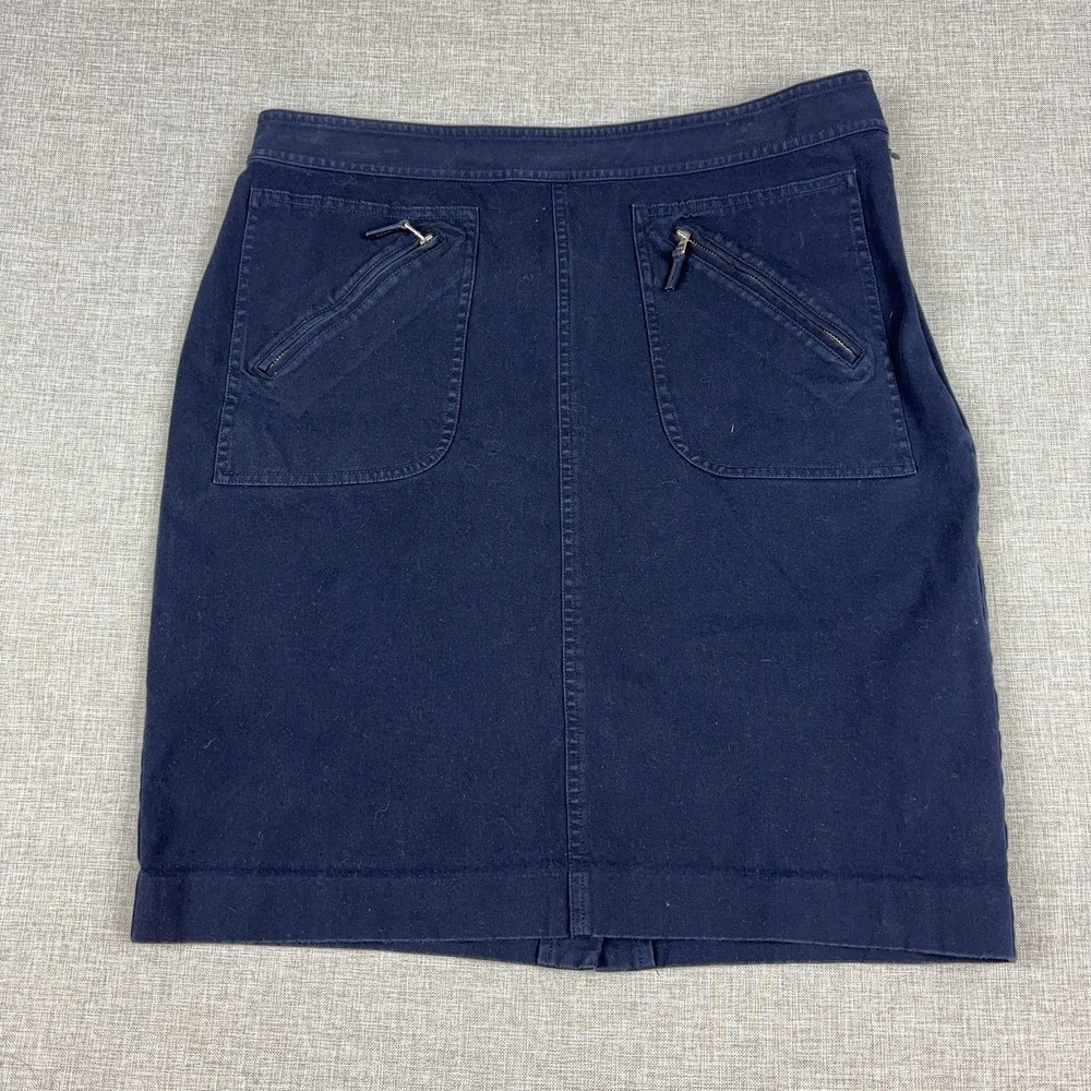 Lauren Ralph Lauren Skirt Womens 12 Blue Twill Knee Length‎ Pencil Pockets Zip